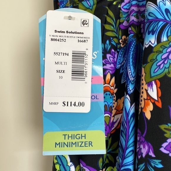 NWT- Swim Solutions Swim suit tummy control thigh minimizer Beach Coadtal Sz 10. - Picture 5 of 9